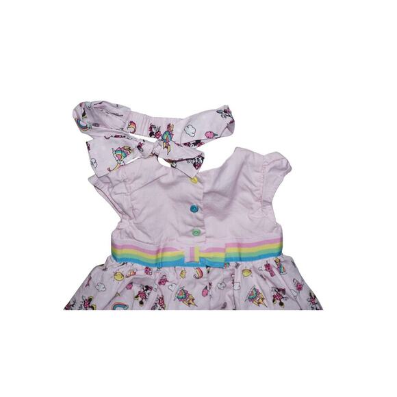 Disney Baby Minnie Mouse Pastel Pink Dress + Matching Bow Headband — Size 3–6M - Picture 5 of 8